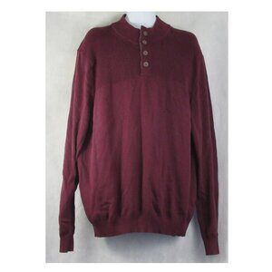 Club Room Men's Ribbed Four-Button Pullover Sweater, Red Plum, XXL